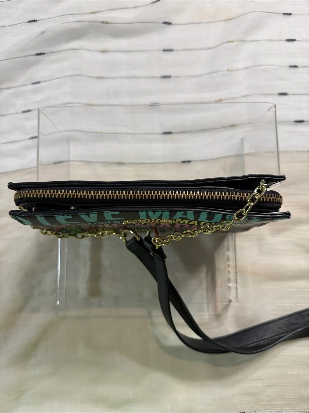 Steve Madden Black Crossbody with Multicolor Logo Print NWOT